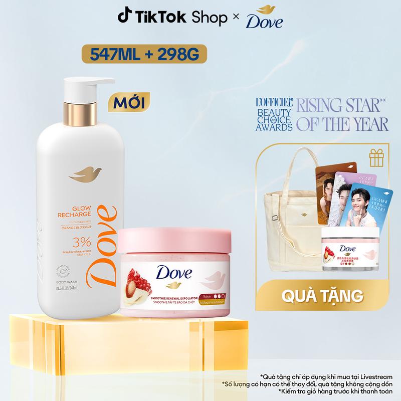 KOL live 4 Combo Sữa tắm Dove Serum Dưỡng da chuyên sâu 547ml + Tẩy Da Chết Dưỡng Ẩm Dove Hương Lựu Đỏ 298g 4