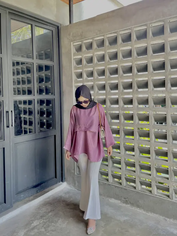 ALISA KAFTAN BLOUSE RAYA SILK Simple Muslim Payet Atasan Lebaran 2