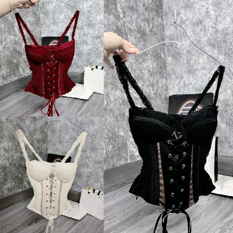 Áo corset 2 dây gọng nẹp cúp đúc đóng mắt cáo đan dây