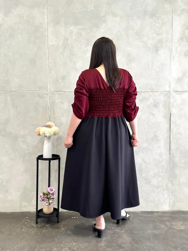Madame Bigsize Code 1000 Dress Scuba Panjang Smoke Jumbo Plus Size Wanita 7