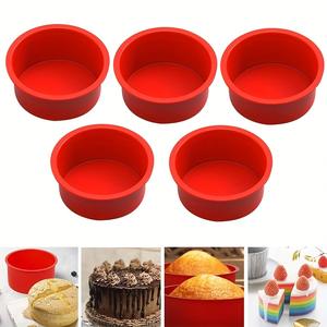 Juego de 5 mini moldes para pastel de silicona de 4 pulgadas, moldes para cupcakes, molde reutilizable para muffins, pastel arcoíris, pastel de queso y mousse de postre