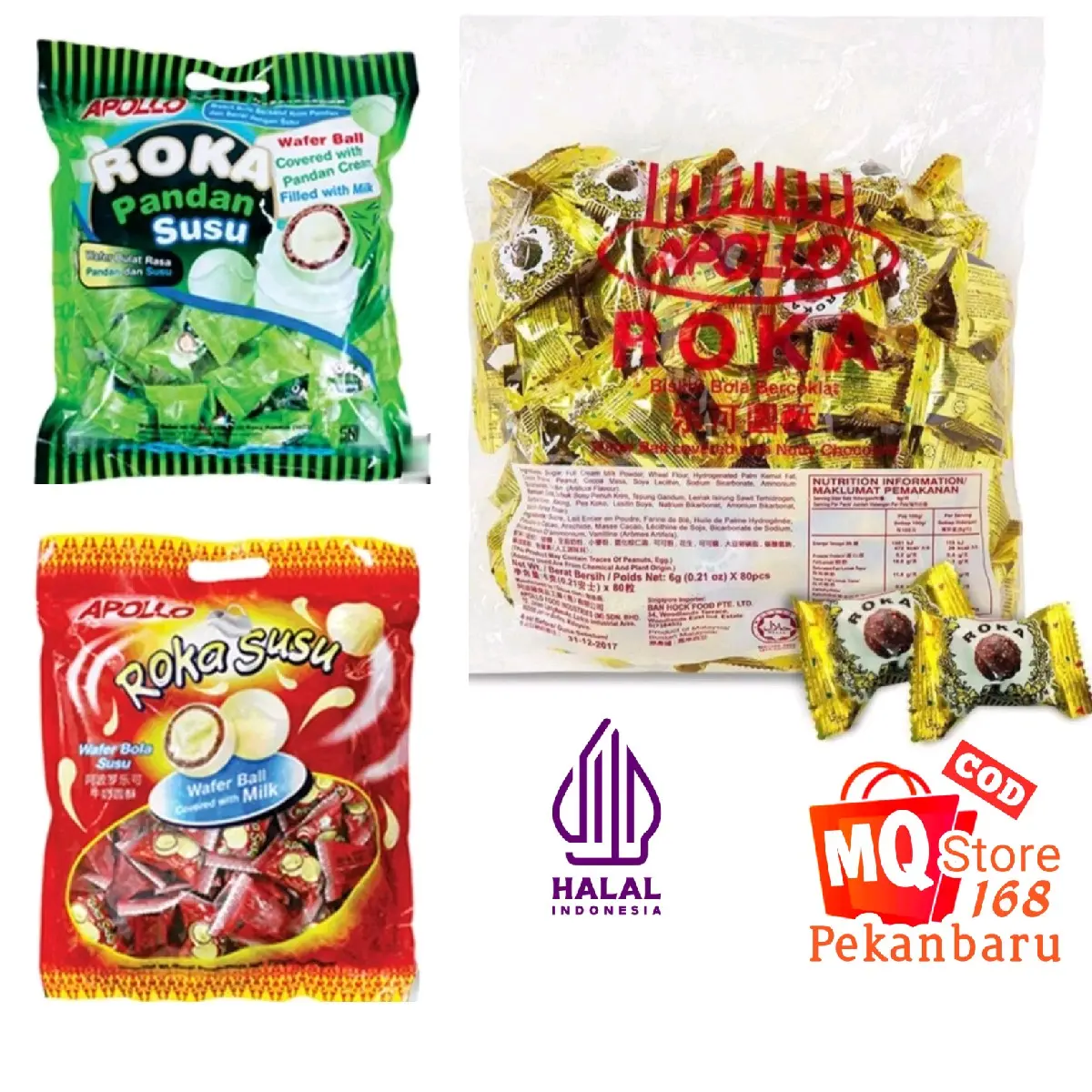 Apollo Roka Bola wafer cokelat kacang - 300gr  420gr