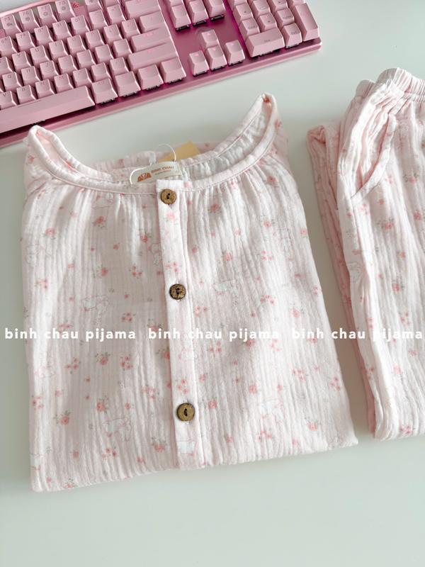 [ẢNH THẬT] Đồ Bộ Nữ Thiết Kế Chất Xô Muslin Cao Cấp - Bình Châu Pijama 3
