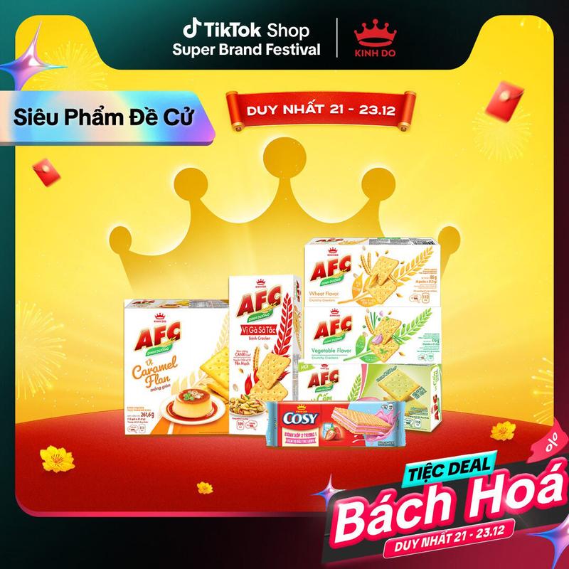  Combo 5 bánh quy AFC các vị kèm 1 bánh xốp Cosy vị dâu 148gr 99.8gr 