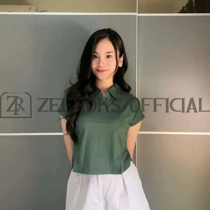 baju wanita crop top leher kerah polo lengan pendek terbaru bahan cotton combed 5