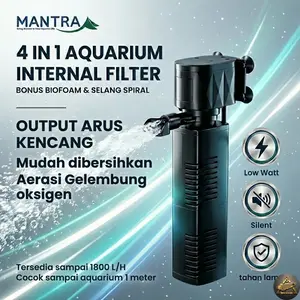 MANTRA 4 in 1 Internal Filter 1800 Liter/Jam Pompa Celup Air Aquarium / Power Head Arus Kencang Low Watt Silent