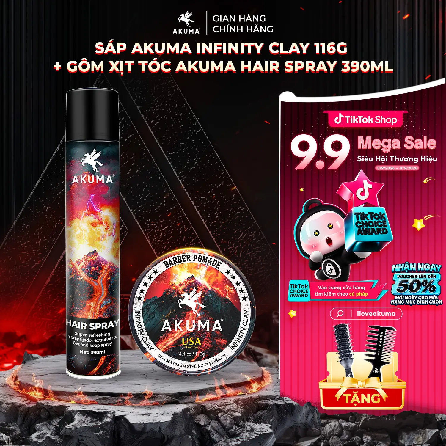 Sáp Vuốt Tóc AKUMA INFINITY CLAY độ giữ nếp tóc cao, khô ráo tự nhiên, không bóng, hương nước hoa nam, lên đến 10h