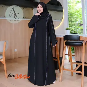 (Bisa COD) Abaya Madinah Sabrina Simpel Elegan Premium Branded | Dress Gamis Abaya Santri Kondangan