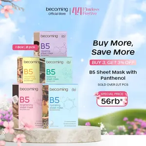 [BUY 7 GET 8] becoming B5 Sheet Mask 25ml with Panthenol | Bundle Isi 8pcs 1 Box | Masker Wajah | Cairan Essence Face Mask | Masker Wajah Melembapkan dan Mencerahkan | Mengencangkan | Menutrisi | Menenangkan | Niacinamide | Witch Hazel | Extract Licorice