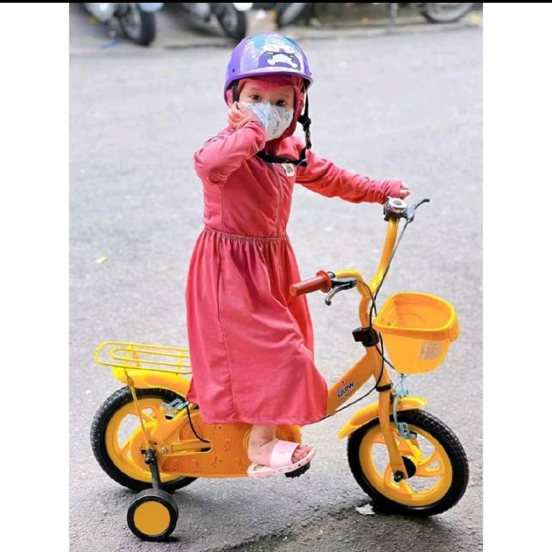    ko ship miền Bắc  Xe đạp 3 bánh size 12 inches cho bé trai bé gái từ 2 đến 4 tuổi - quà tặng từ sữa Grow có giỏ trước yên sau và phanh an toàn 