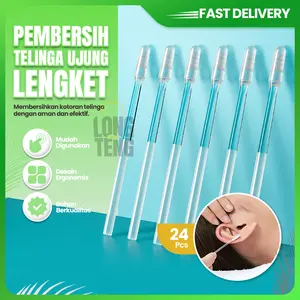 Stik pembersih telinga lengket, alat pembersih telinga berujung lembut, kapas telinga, perekat spiral pembersih sekali pakai