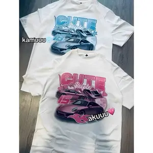 Kaos Couple Lengan Pendek dengan Desain Print Romantis, Bahan Nyaman untuk Gaya Pasangan Santai Sehari-hari,baju kaos distro,baju mobil,baju elevendays