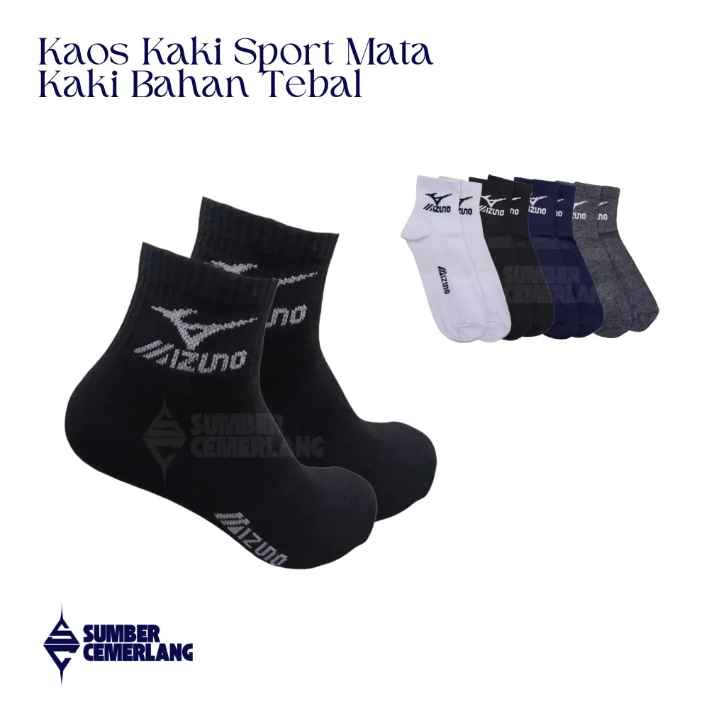 Kaos Kaki Olahraga Sport Terbaik - Bahan Halus  - Hitam, Abu Lembut