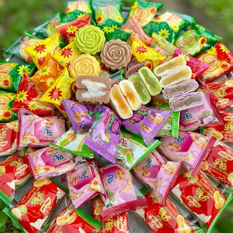 1 KG Bánh Mix 2 loại : Bánh Đậu xanh mochi và Bánh pía mini 4 vị