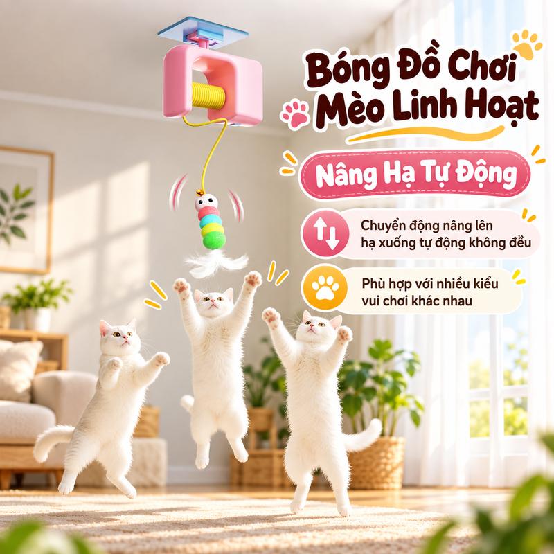 Đồ chơi mèo điện tương tác, đồ chơi tập luyện tự động có thể chơi một mình cho mèo trong nhà, giúp giải tỏa buồn chán và tiêu năng lượng.