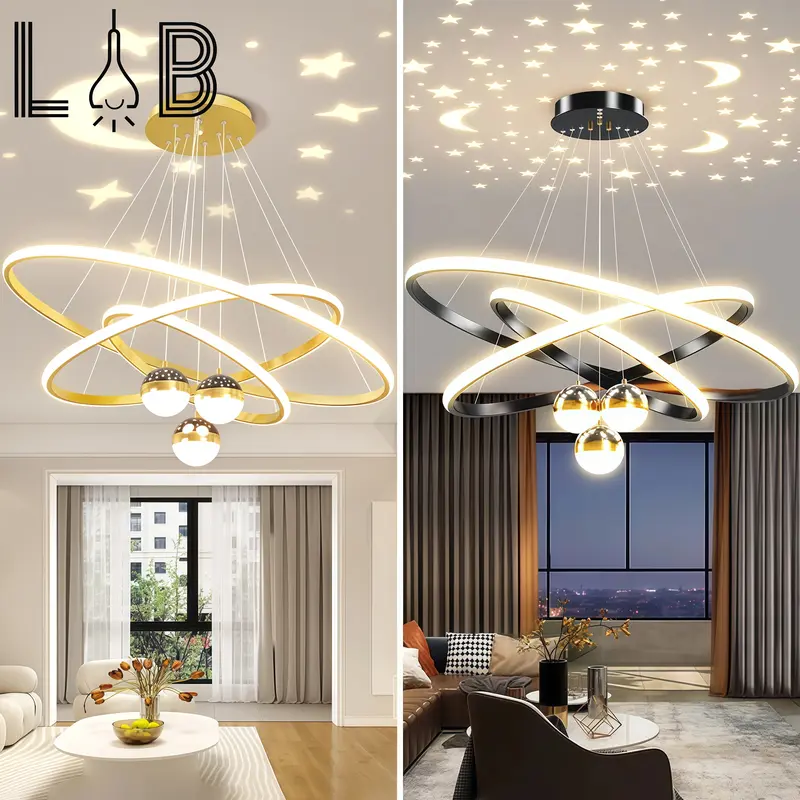 Led 3 Warna  Nordik Kristal Lampu Gantung   Minimalisme proyeksi chandelier  Restoran Ruang Tamu kamar tidur Koridor  Dekoratif Mewah 0