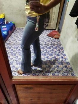 Product Review of Celana Highwaist Cutbray Jeans Wanita Jumbo 35-42 Big Size Muat BB 100Kg Hitam - Jeans Wanita - Cewek, Panjang Karet from x** 1
