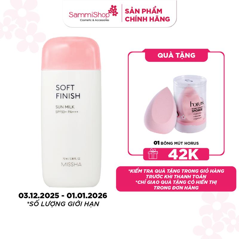  Missha Sữa chống nắng Soft Finish Sun Milk SPF50+ PA+++ 70ml 