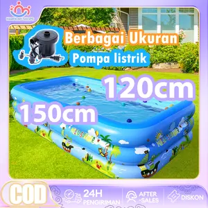 120CM 150CM KOLAM RENANG ANAK Kolam Renang Keluarga Tiup Besar dengan pompa Kolam renang anak Water Toys Sand hamperslebaran