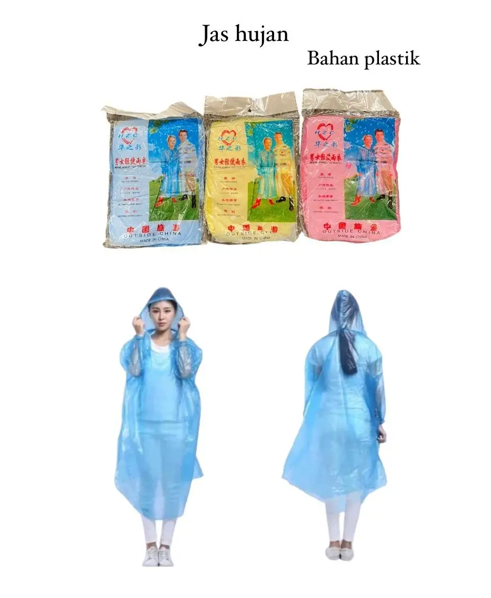 Jas hujan bahan plastik (3 warna)