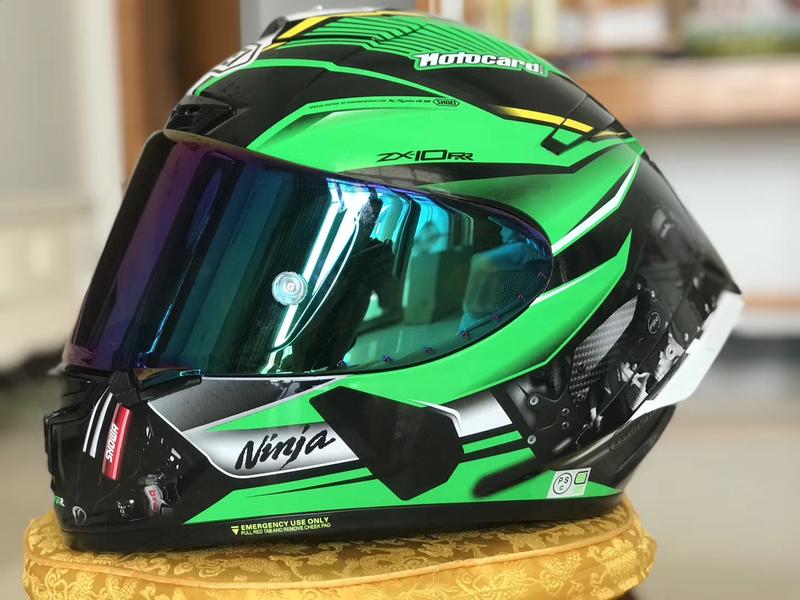 Free Visor!! SHOEI X14 Kawasaki Ninja KLX Green Rider Motor Racing ...