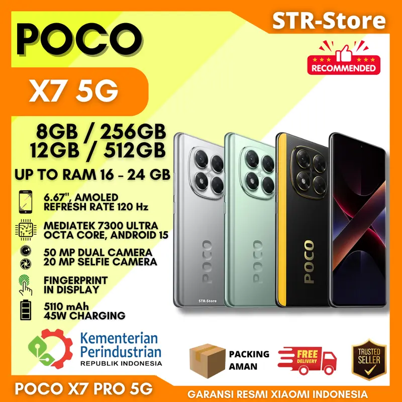 POCO X7 5G 12/512 GB GARANSI RESMI POCO ANDROID BARU X7 5G 8/256 GB RAM 12 - 8 GB - POCO X7 5G