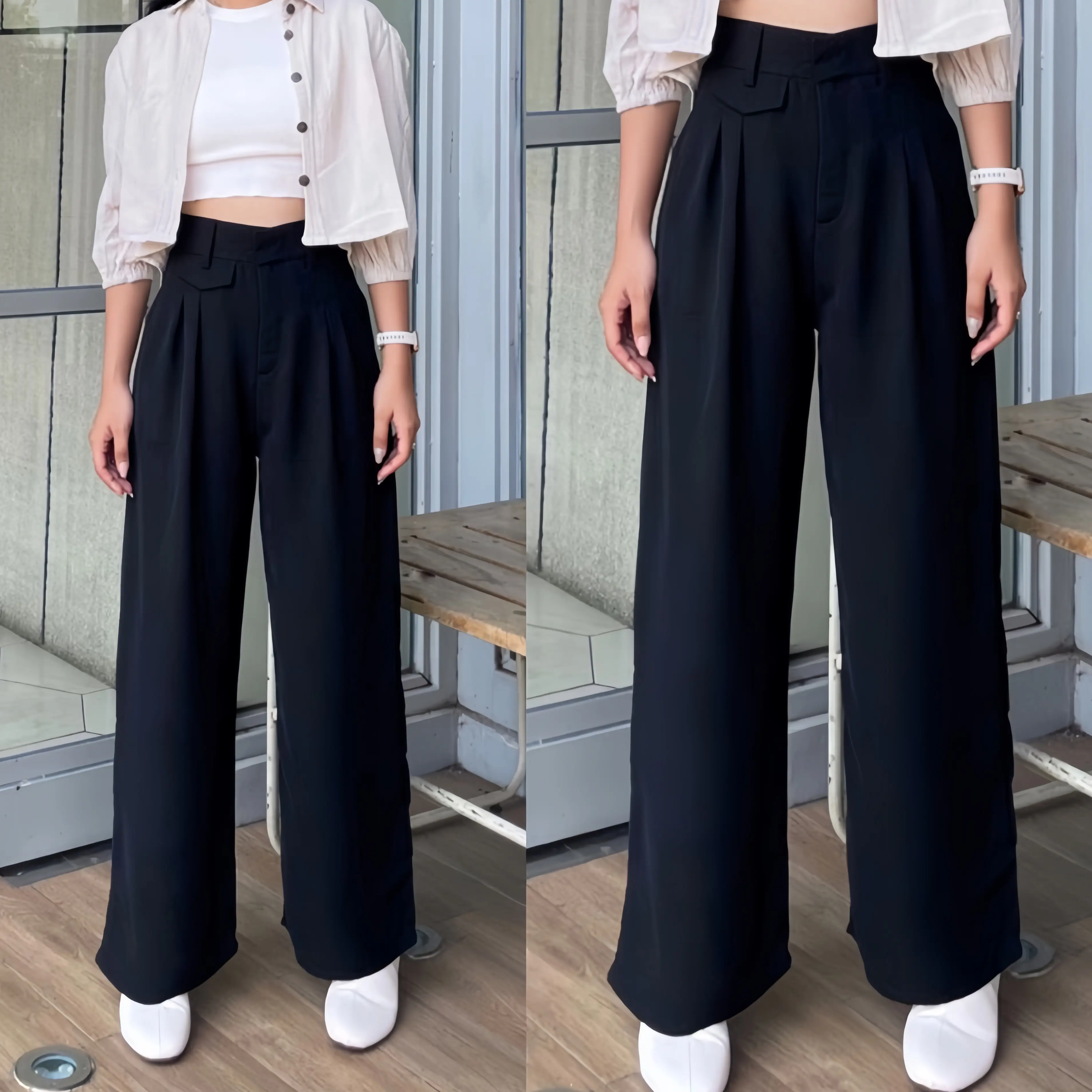 Erona_id - Celana Panjang Oro Pants Wanita Dewasa Outfit Kerja semi formal dengan Model Casual Kekinian Berbahan Knit - 2 Varian Warna Hits Terkini