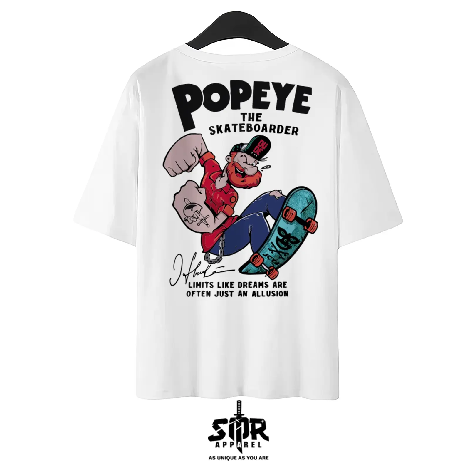 SMR APPAREL - Kaos Tshirt Oversize POPEYE THE SKATEBOARDER Cotton Combed 24s Pria & Wanita Lembut Distro Baju Katun Dewasa