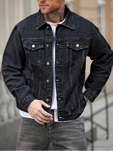 メンズファッション カジュアル ラペル シングルボタン 長袖デニムジャケット、トレンディなストリート風アウター、彼氏へのギフトに最適