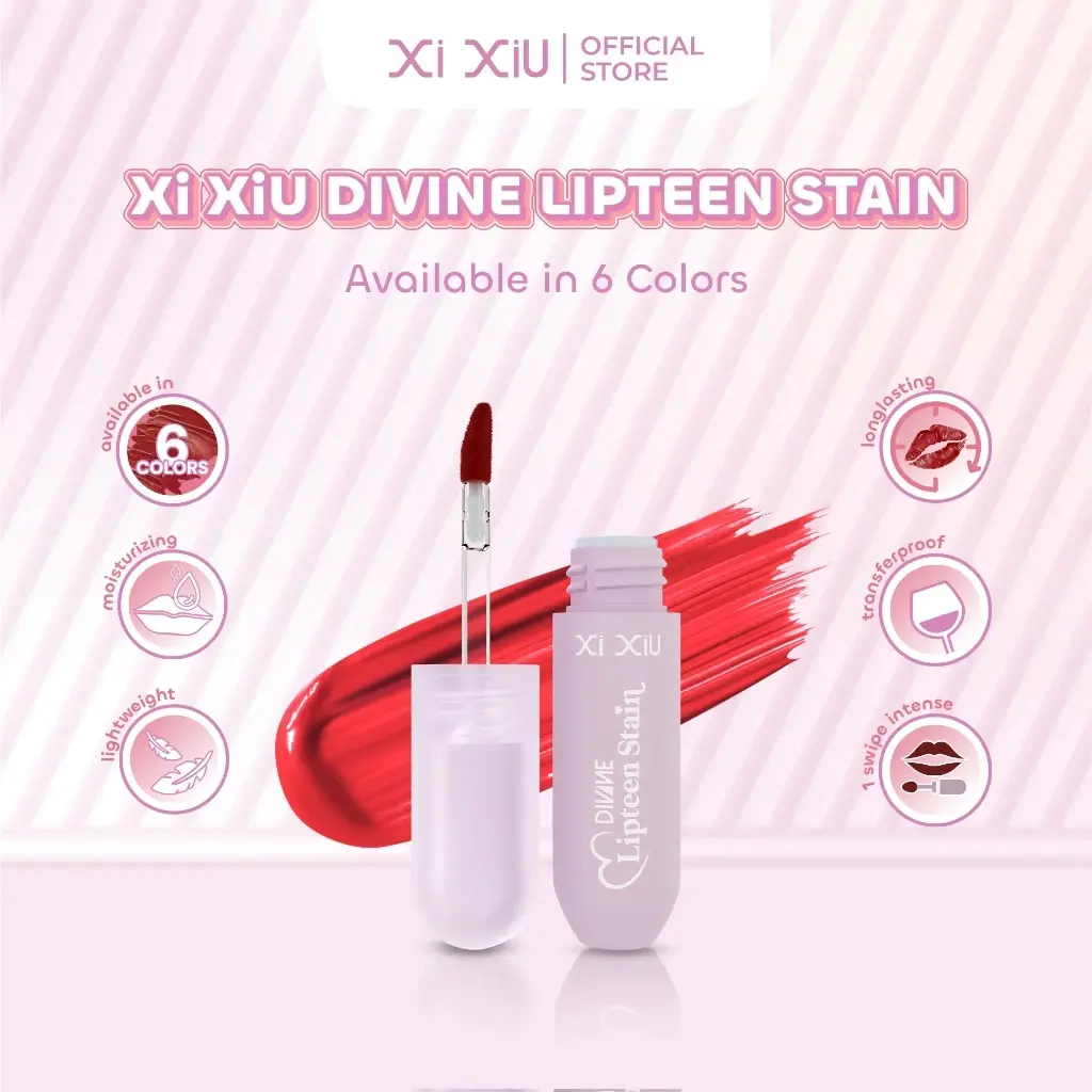 Xi XiU DIVINE LIPTEEN STAIN Bibir Girl Gloss lipstik Red Extract Lipstick Creamy Lasting Kosmetik