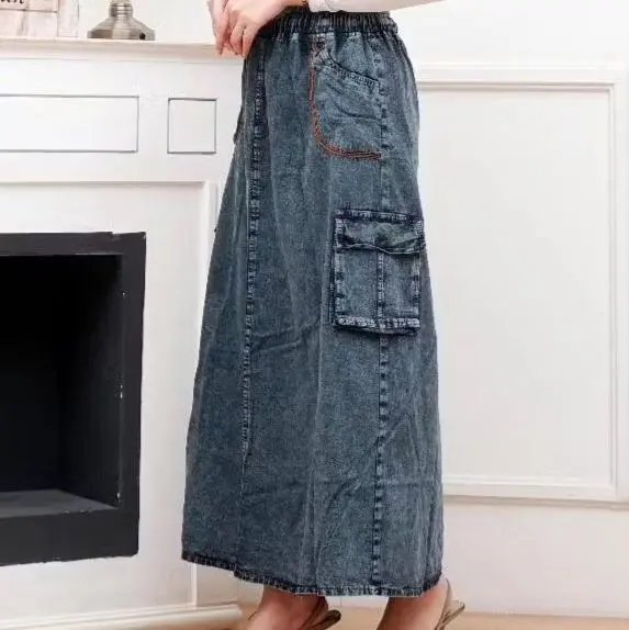 Rok Jeans Cargo - Rok Panjang Cargo - Rok Panjang Wanita - Rok Caro - Rok Mayung - Rok Maxi 0