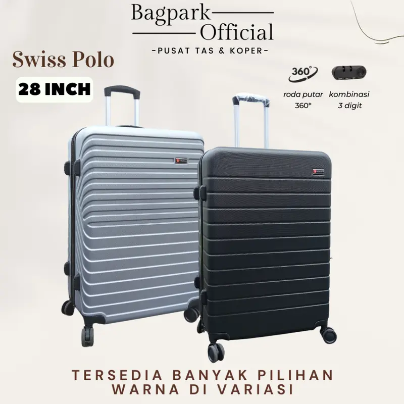 BAGPARK Koper Fiber Swiss Polo 28 Inch / Koper Jumbo / Motif Polos Garis /  Bagasi SIze / Koper Import / Koper Murah / Koper Mudik Jumbo / Koper Polo Fiber Jumbo 0