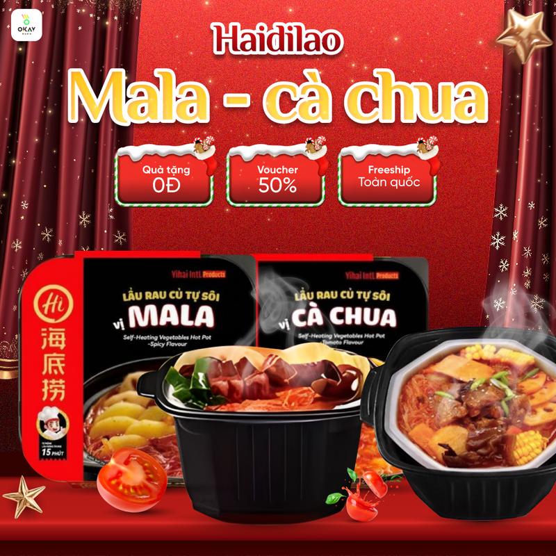  COMBO 3 Lẩu Tự Sôi Haidilao – Vị Cay Tê Mala & Vị Cà Chua Dễ Ăn Không Cần Bếp Tiện Lợi Thơm Ngon Đậm Vị Hàng Chính Hãng 