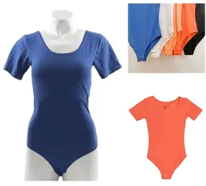 Bodysuit T-Shirt Katun Lingerie, Low Scoop, Kaos Wanita ESM07