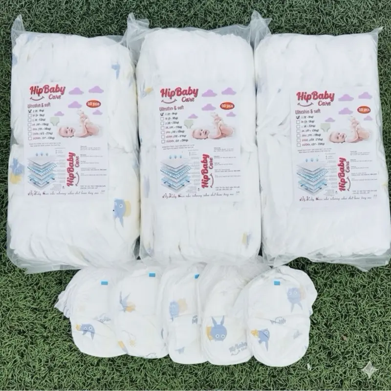 HipBaby Care Combo 3 Bịch 150 Miếng Bỉm Phiên Bản Nâng Cấp Mềm Mại Dịu Êm Cho Bé Voi Thấm Hút Tốt An Toàn Cho Da Nhạy Cảm