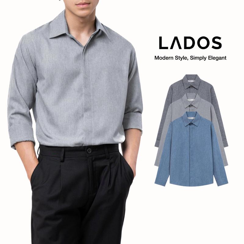  Áo sơ mi nam tay dài giấu cúc LADOS- 8185 - chất vải linen cool it nhăn form Regular Fit trẻ trung sang trọng 