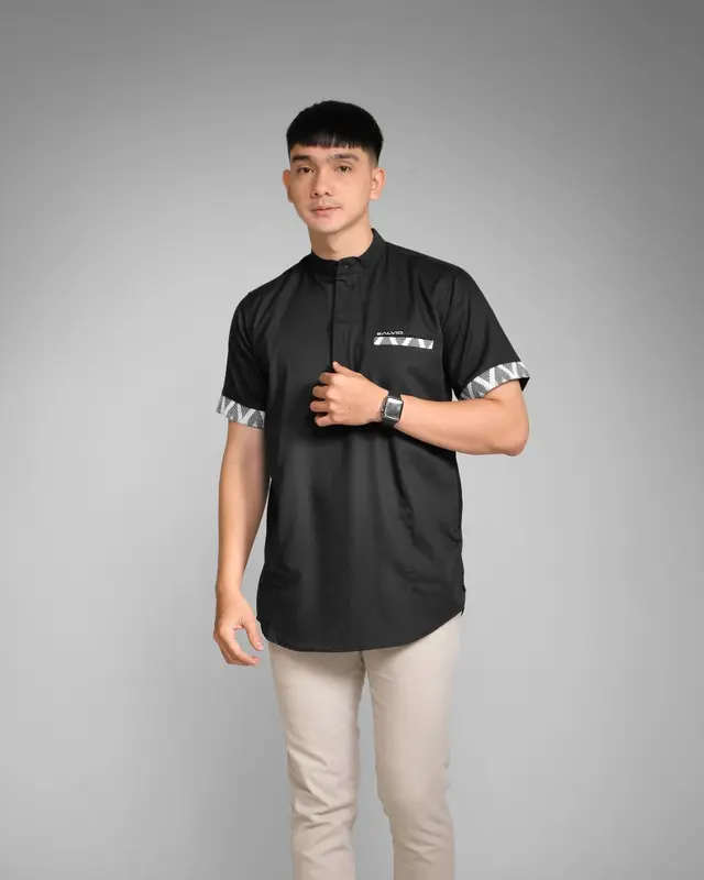 Baju Koko Kurta Dewasa Lengan Pendek Pria Muslim Terbaru Salvio Hexia 1
