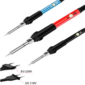 Adjustable Temperature Electric Soldering Iron 220V 110V 60W Welding Solder Rework Station Heat Pencil Tips Repair Tool - EU-220V Black
