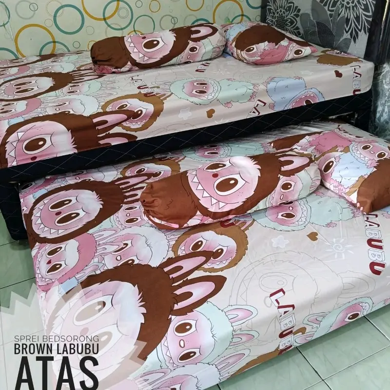 sprei bed sorong bed atas bawah ukuran 120 Katun Bunga 1