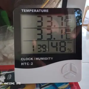 LIVO HTC-2 Display 3 Baris Termometer Digital + Hygrometer + Jam