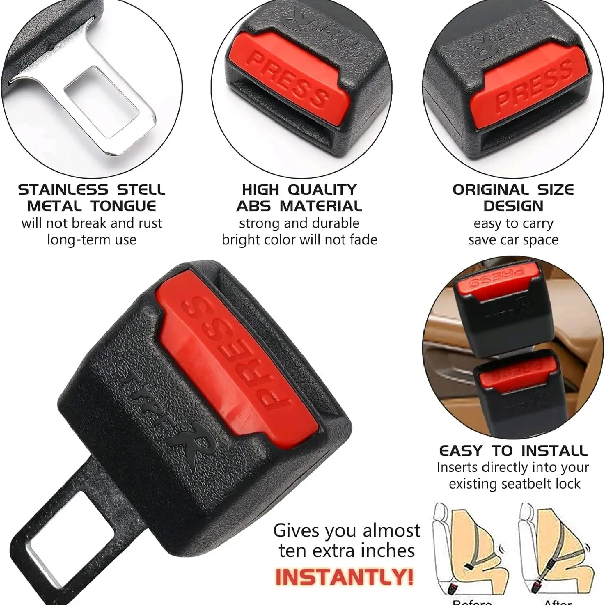 Car Seat Belt Buckle Extender Sabuk Pengaman Mobil Safety Tambahan