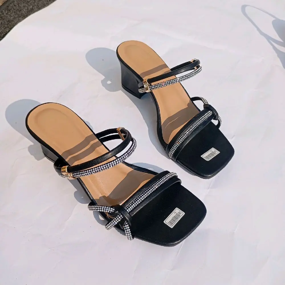 sandal heels mutiara hak tahu 5cm Sandals & Flip Flops hitam