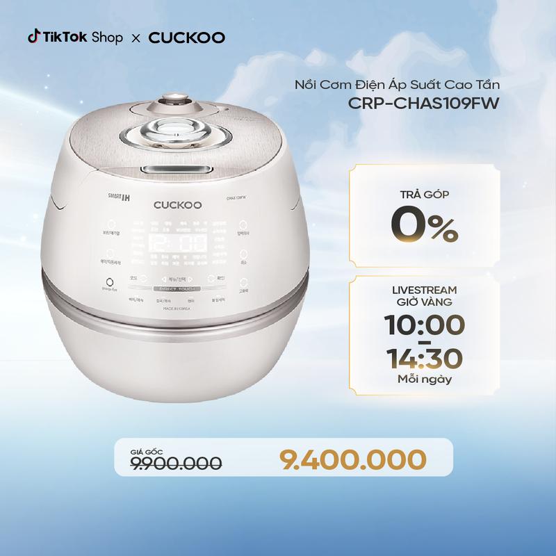  Nồi cơm điện tử áp suất cao tần Cuckoo 1.8L CRP-CHAS109FW  Màu Trắng  - Lòng nồi INOX chống trầy xước - Cuckoovina 