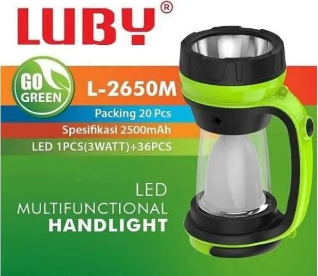 Luby Senter Lampu Emergency Handlight 3W LED 2500mAh L-2650M L2650 1