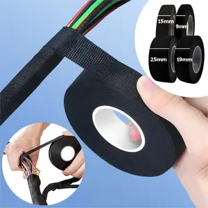 Lakban Kain Hitam Isolasi Kabel Otomotif Tahan Panas Bahan Adhesive Cloth Tape Heat Resistant 15 Meter x 25mm