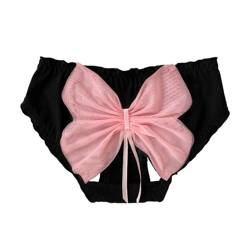 Quần Lót Ren Cotton, Phong Cách Gợi Cảm, Dành Cho Nữ, Màu Đen, Cạp Thấp, Nơ Màu Hồng Ngọt Ngào Thiết Kế Dễ Thương Khoét Lỗ, Thoáng Khí Và Thoải Mái, Thích Hợp Cho Bé Gái, Đồ Lót 9