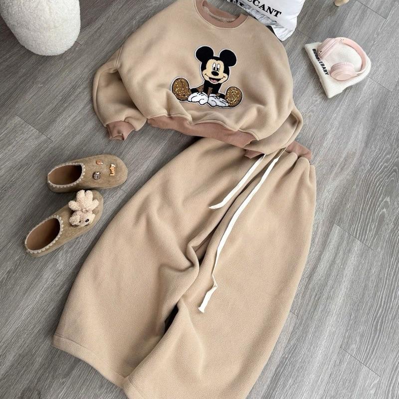 Set nỉ sweater mickey lót lông cừu siêu dày j54