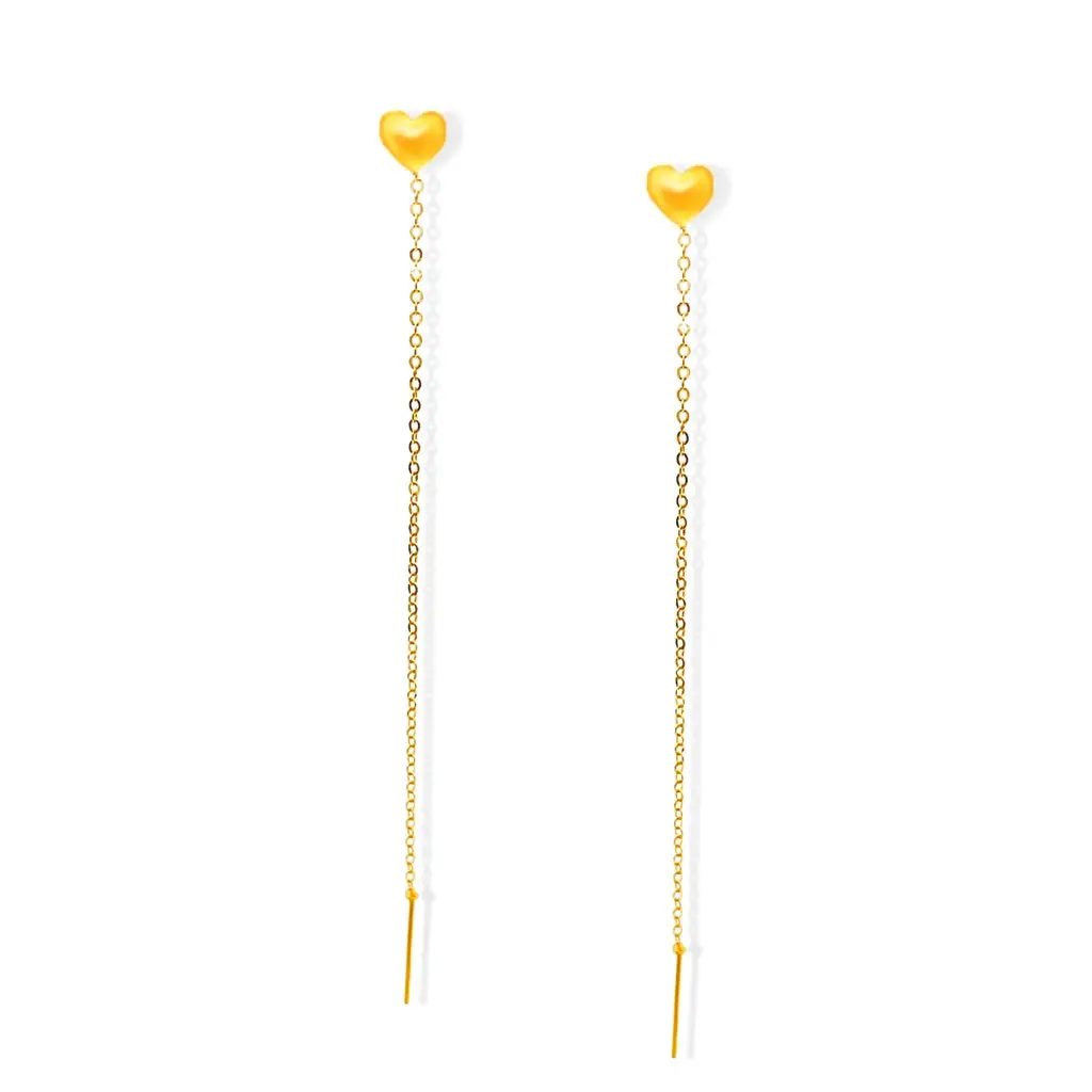 Top Cash Jewellery 916 Gold Heart Tassel Earrings