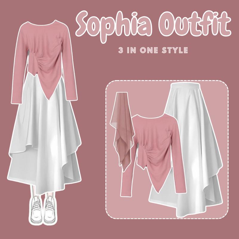 Outfit Lengkap Korean Style Cewe Kue (Blouse knit kerut Hijab Square Rok Monalica Susun) | DSD167 - Dewasa Panjang 1