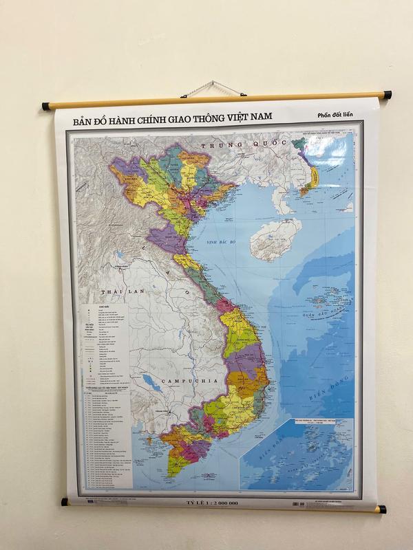   MỚI NHẤT  Bản đồ hành chính giao thông Việt Nam mới 34 tỉnh thành có nẹp treo tường A0 82x112cm  